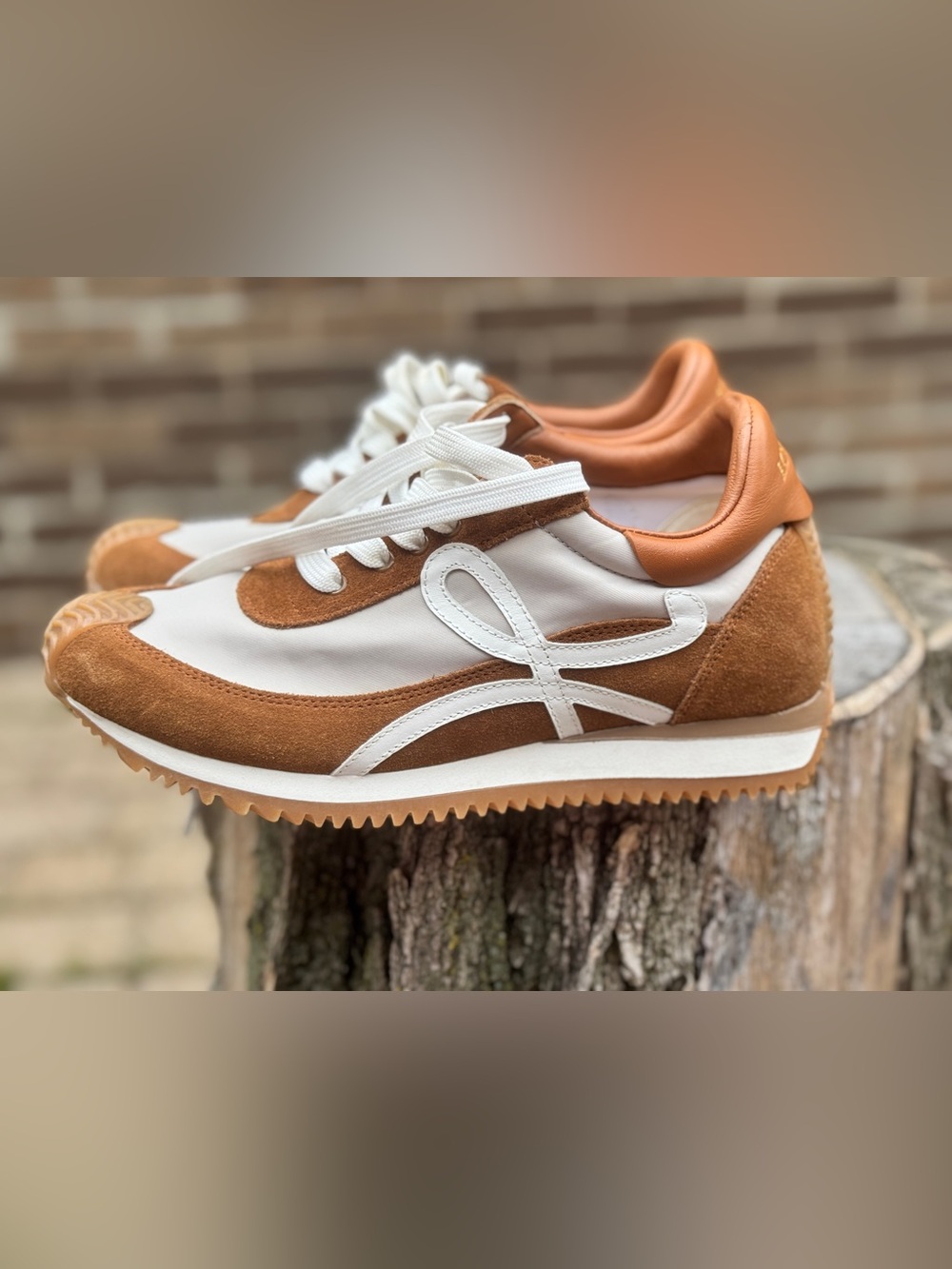 Loewe White and Tan Suede-Trim Athletic Sneakers size 38 - Picture 2 of 10